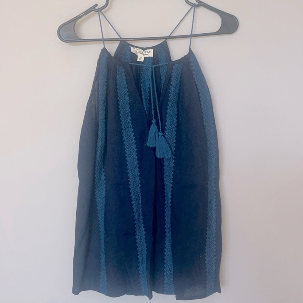 Nili Lotan embroidered linen halter top